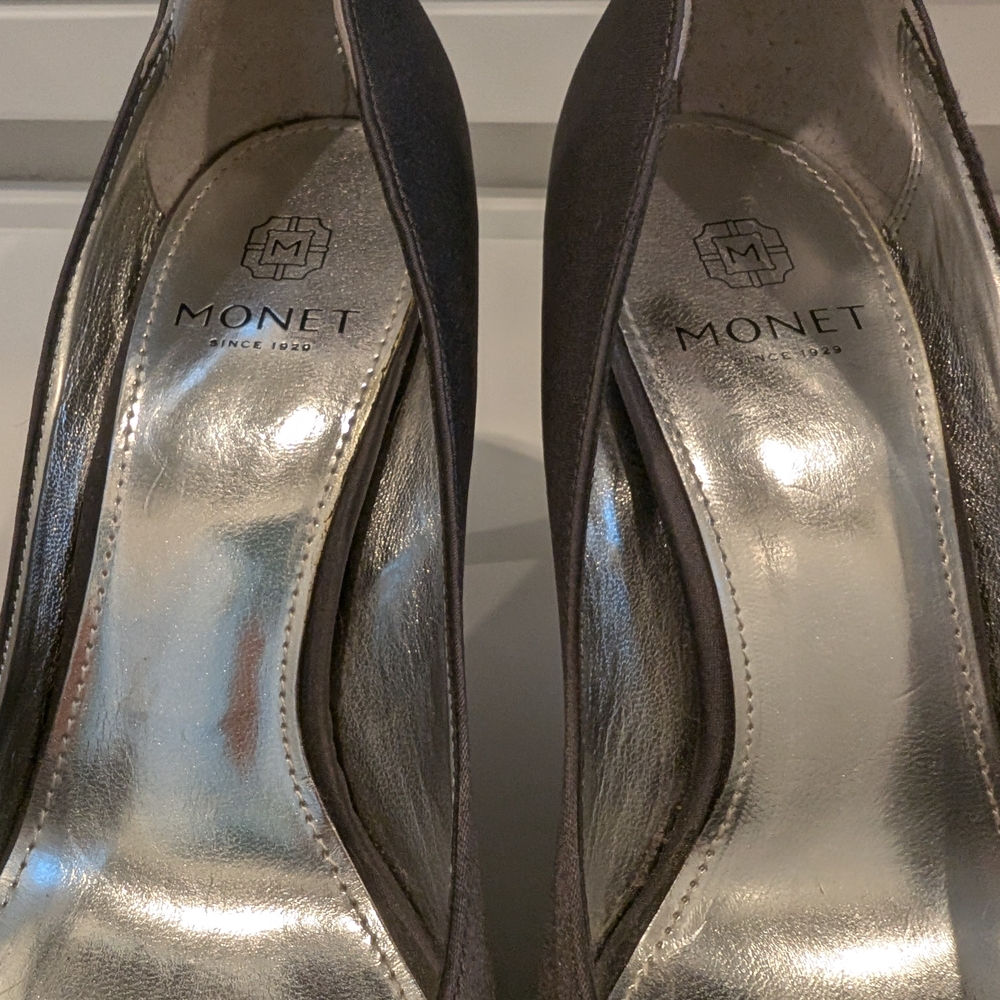 3 For $24 Monet Women's Gray Peep Toe Heels - Picture 7 of 11